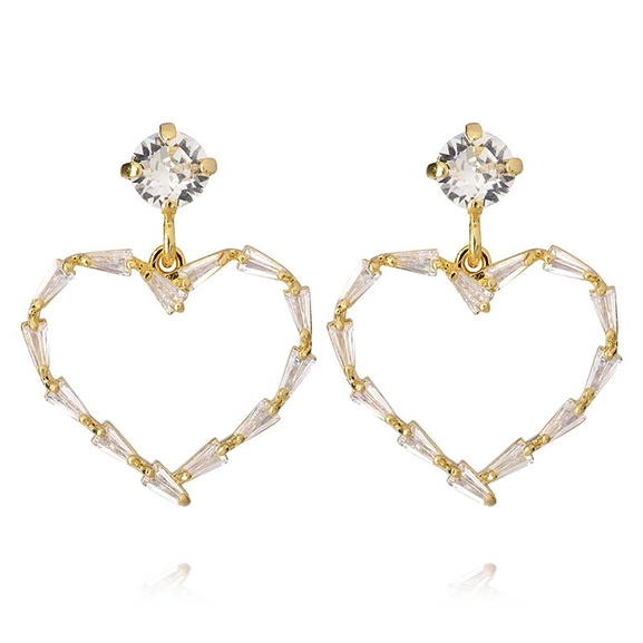 Baguette Heart Earrings Gold Crystal - Caroline Svedbom - Nopea toimitus ja lahjapakkaus - Nordic Spectra