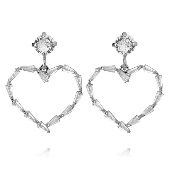 Baguette Heart Earrings Rhodium Crystal - Caroline Svedbom - Nopea toimitus ja lahjapakkaus - Nordic Spectra