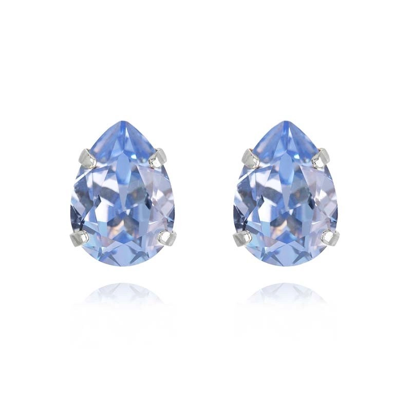 Caroline Svedbom - Mini Drop Stud Earrings Rhodium Light Sapphire