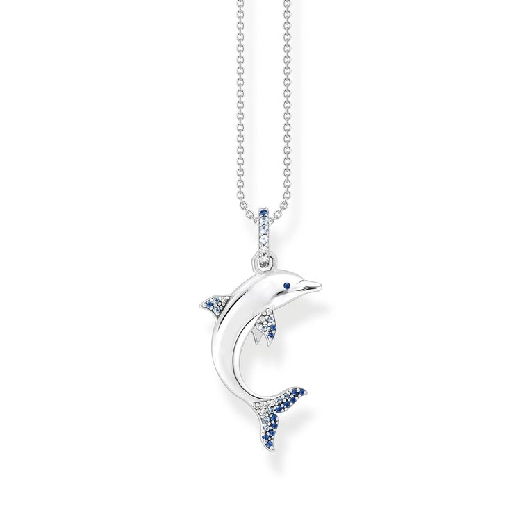 Thomas Sabo - Halsband Delfin med Blå Stenar