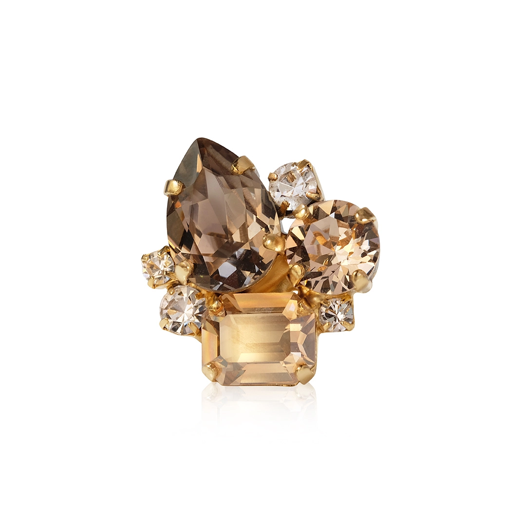 Caroline Svedbom - Angelina Ring Gold Greige / Silk Combo