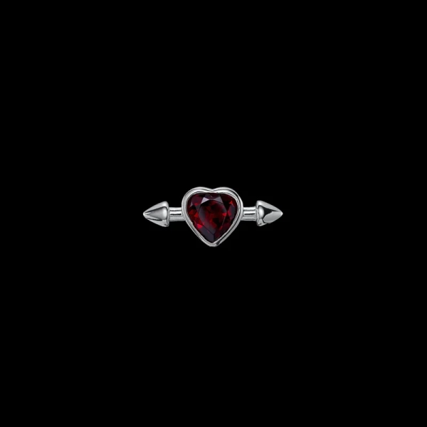 Pierced Heart Ear Stud Red Garnet - Maria Nilsdotter - Schmuck im skandinavischen Design - Nordic Spectra