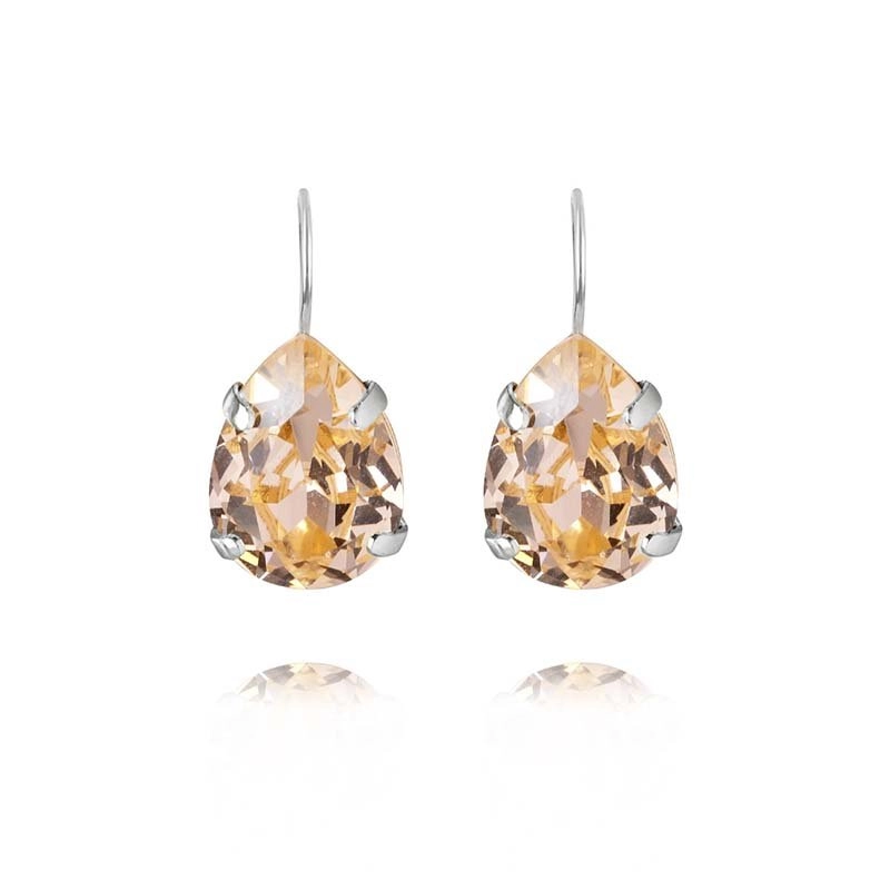 Caroline Svedbom - Mini Drop Clasp Earrings Rhodium Light Peach