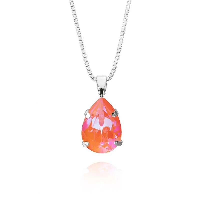 Caroline Svedbom - Mini Drop Necklace Rhodium Orange Glow Delite