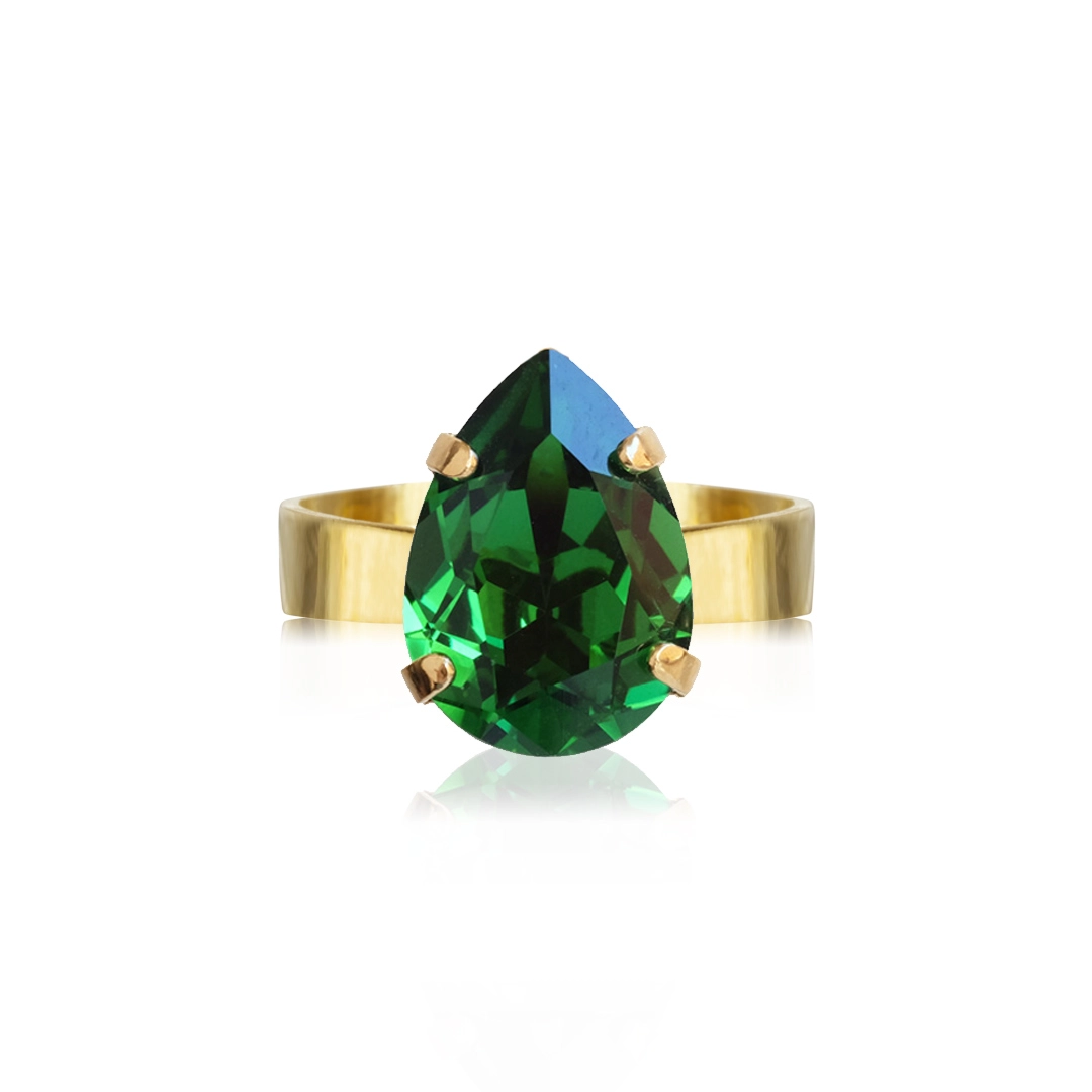 Caroline Svedbom - Mini Drop Ring Gold Dark Moss Green