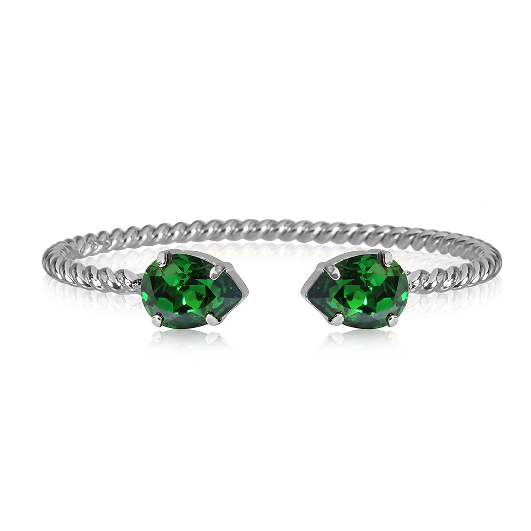 Caroline Svedbom - Mini Drop Bracelet Rhodium Dark Moss Green