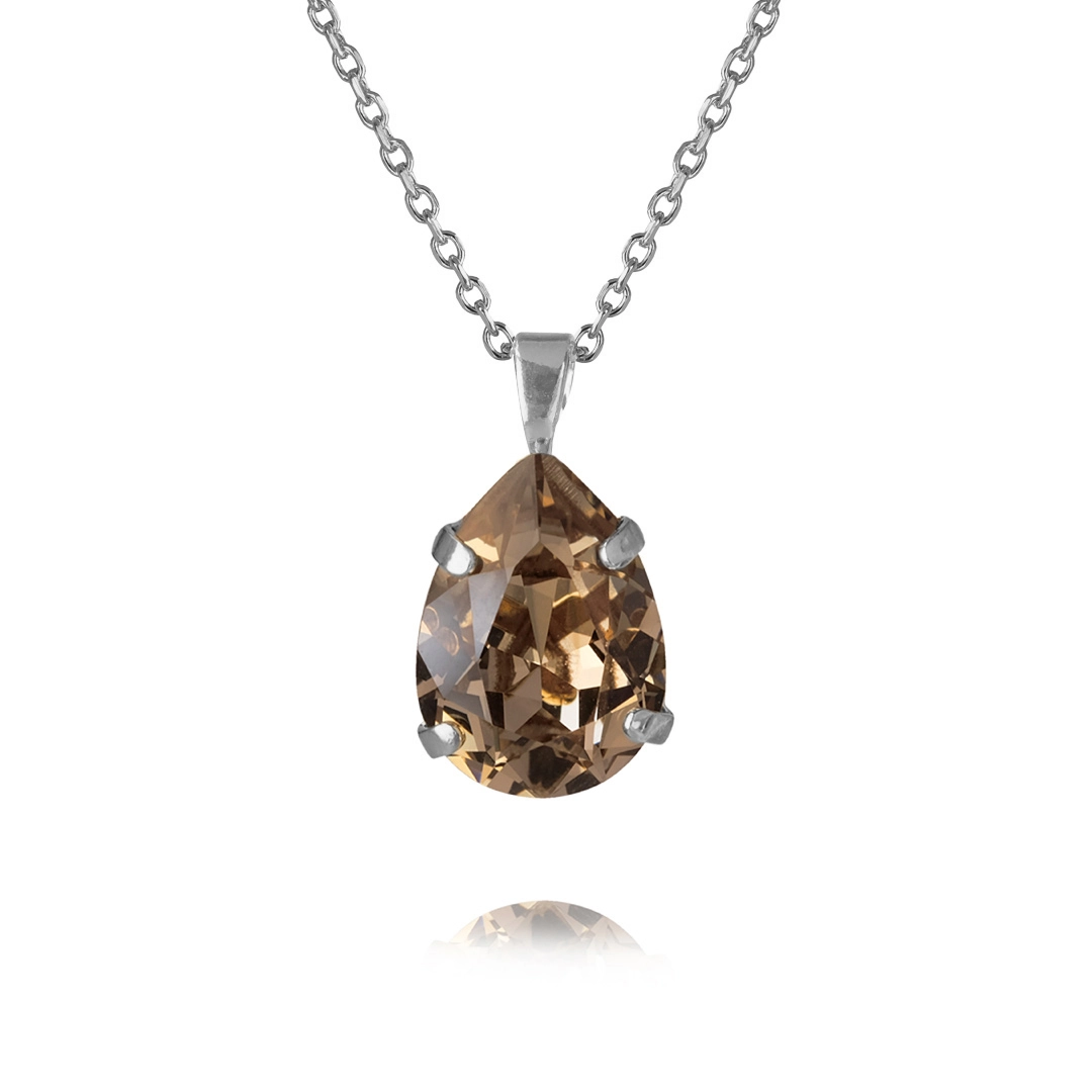 Caroline Svedbom - Mini Drop Necklace Rhodium Greige