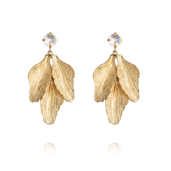 Golden Leaf Earrings Gold Crystal - Caroline Svedbom - Nopea toimitus ja lahjapakkaus - Nordic Spectra