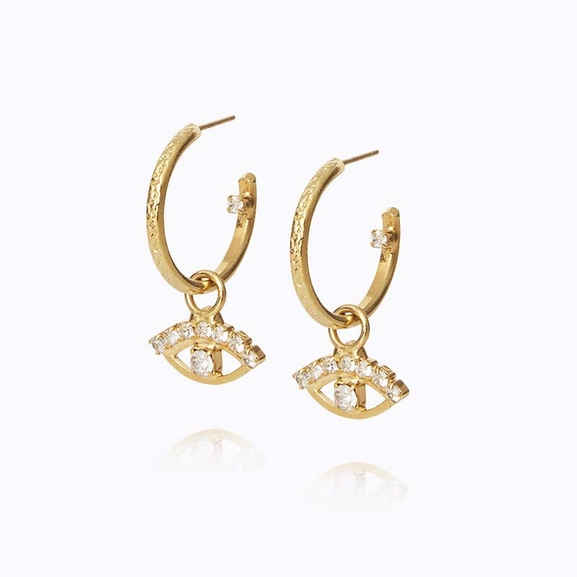 Petite Greek Eye Earrings Gold Crystal - Caroline Svedbom - Snabb leverans - Nordic Spectra