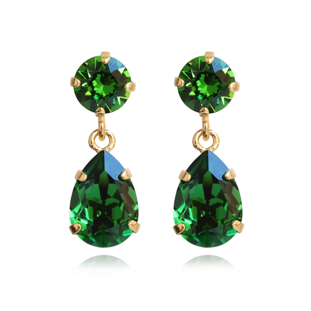 Caroline Svedbom - Mini Drop Earrings Gold Dark Moss Green