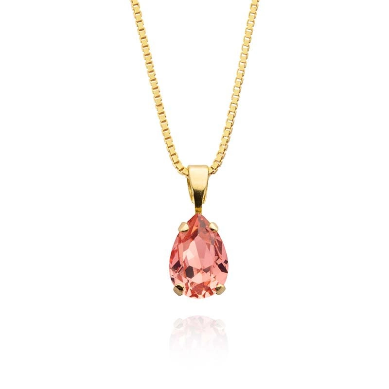 Caroline Svedbom - Petite Drop Necklace Gold Rose Peach