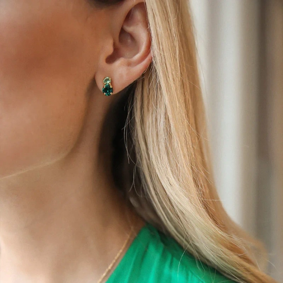 Leah Earrings Gold Green Combo - Maria Black - Snabb frakt & paketinslagning - Nordic Spectra