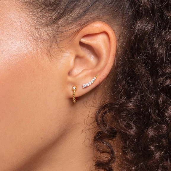 Ohrringe Ear Climber Weisse Steine Gold von Thomas Sabo, Schneller Versand - Nordicspectra.de