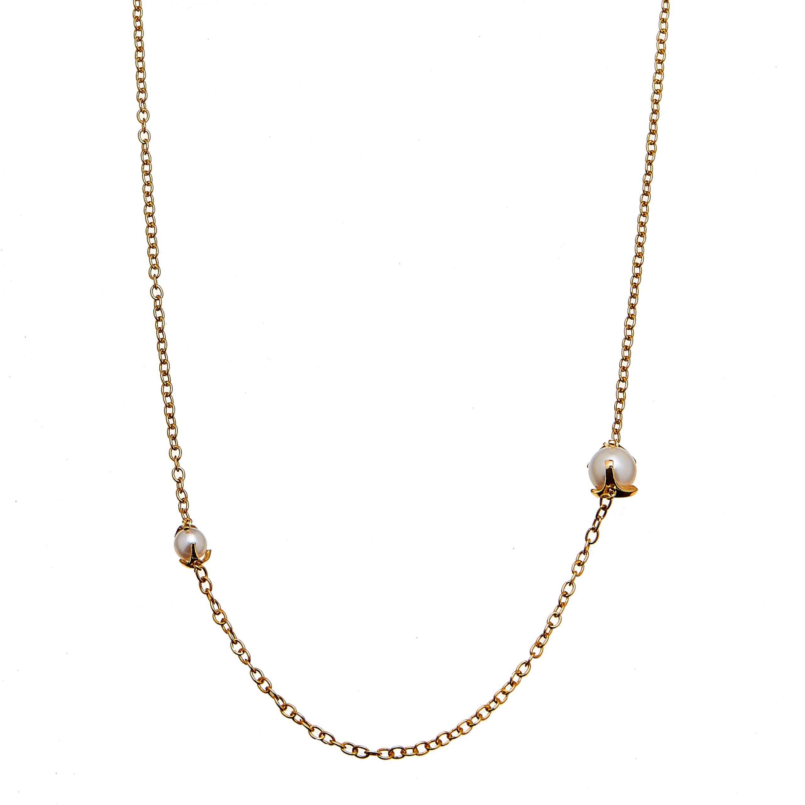 CU Jewellery - Pearl Long Chain Necklace Gold